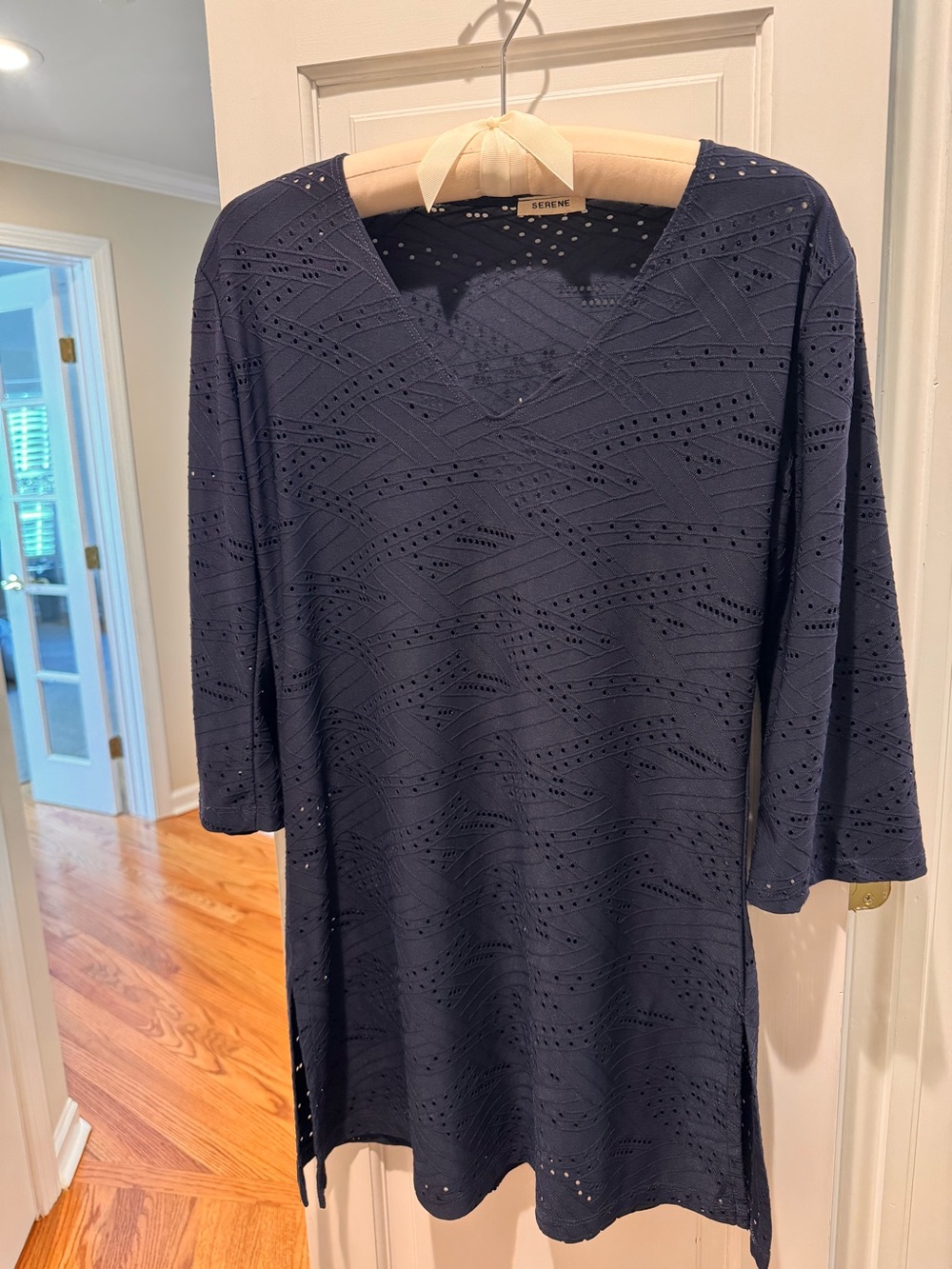 Navy Eyelet swimsuit coverup
